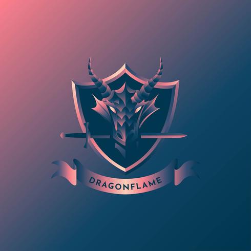 Dragon Head Retro Badge vector