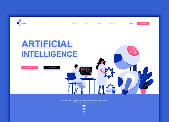 Modern flat web page design template concept of Artificial Intelligence  vector