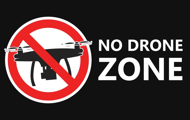 No hay señal de zona drone. No hay zona de vuelo. Vector ilustración plana