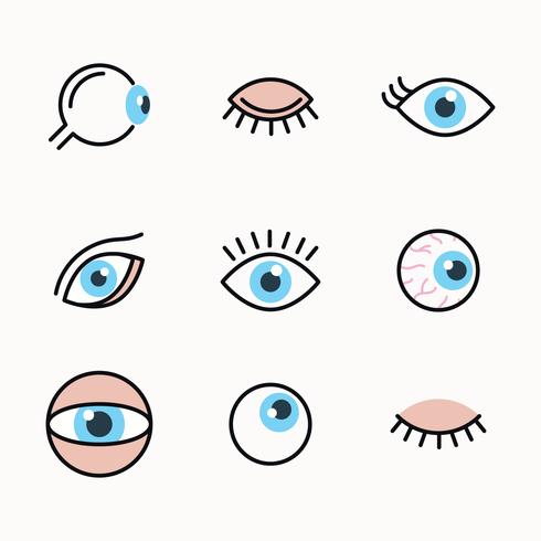 Conjunto de ojos delineado vector