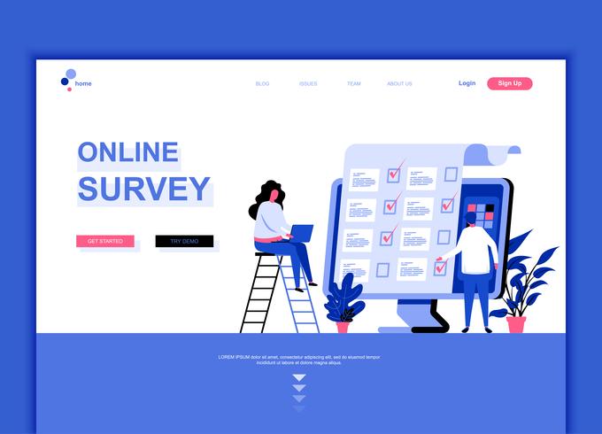 Modern flat web page design template concept of Online Survey  vector