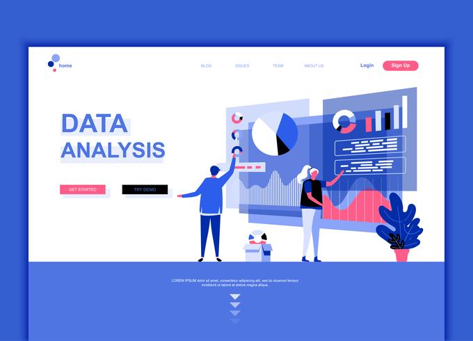 Modern flat web page design template concept of Auditing, Data Analysis decorated people character for website and mobile website development. Flat landing page template. Vector illustration.