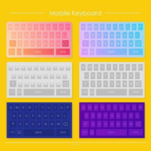 Plantilla de diseños de teclado móvil. Conjunto de vectores