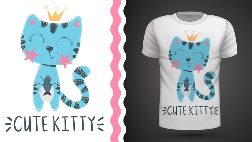 Cute cat - idea for print t-shirt. vector