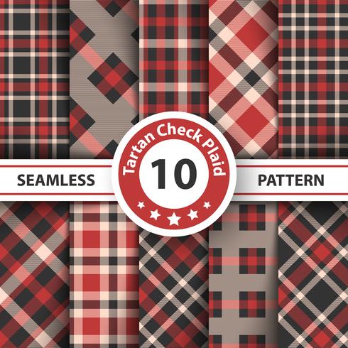 Classic tartan, Picnic tablecloth, Gingham, Buffalo, Lamberjack, Merry Christmas check plaid seamless patterns. vector