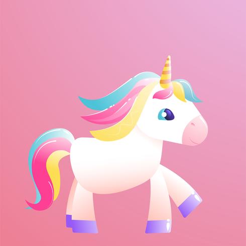 Unicornio volando por el cielo. Ilustración vectorial de dibujos animados vector