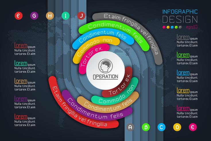 Papiroflexia del círculo de Infographics del negocio con el ejemplo del vector del estilo de la sombra.