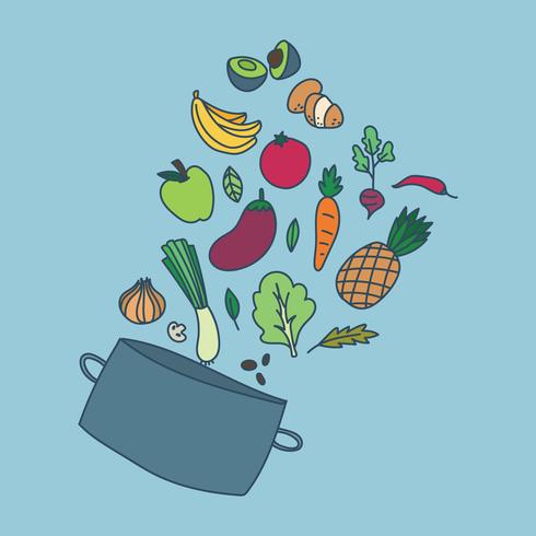 Healthy Food Inside A Pot vector