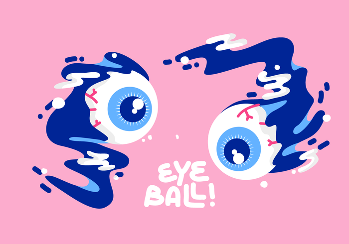 Cool Splashing Eyeball Cartoon vector Illustration