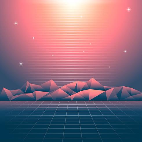 Fondo retro luces vaporwave vector