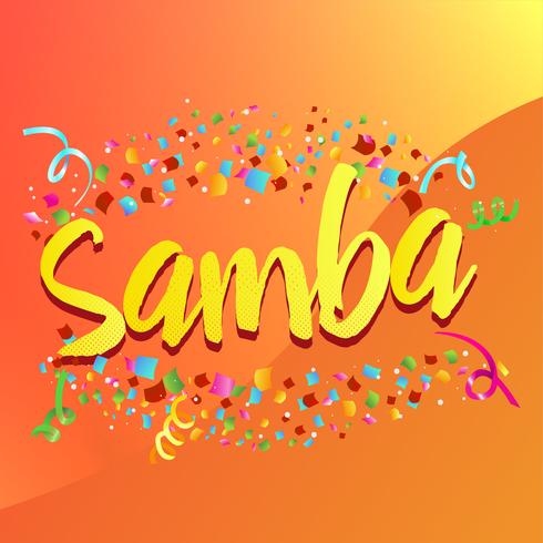 Burst of Confetti around word Samba vector