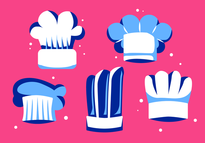 White Chef Hat Collection Vector Flat Illustration