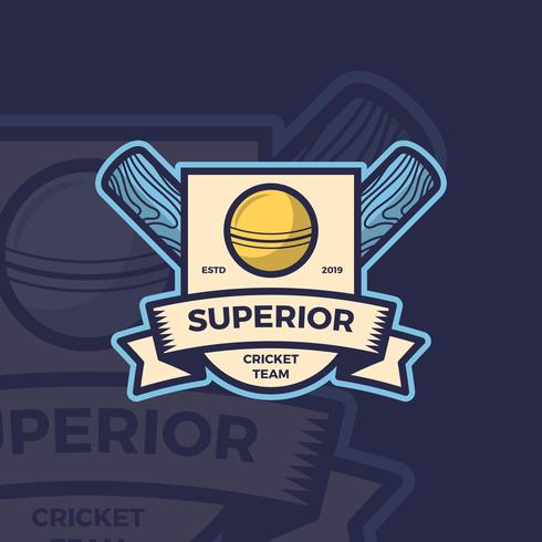 Flat Vintage Cricket Emblem Logo Vector Template