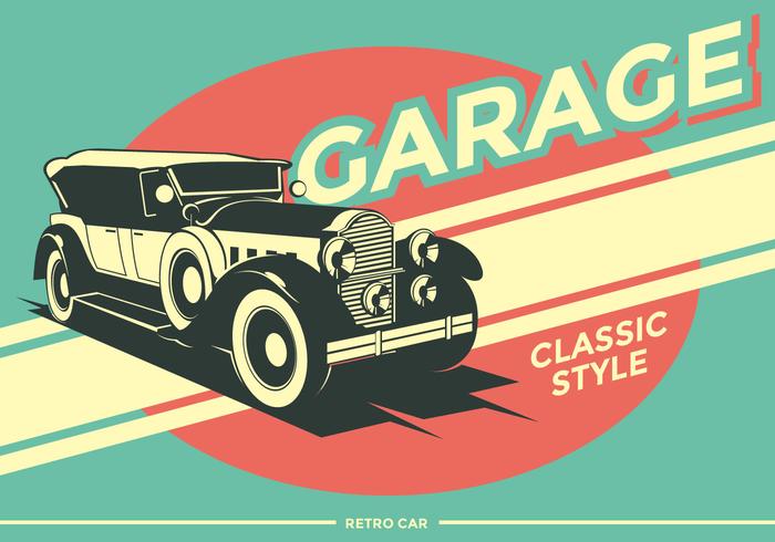 Vector de garaje de coche retro