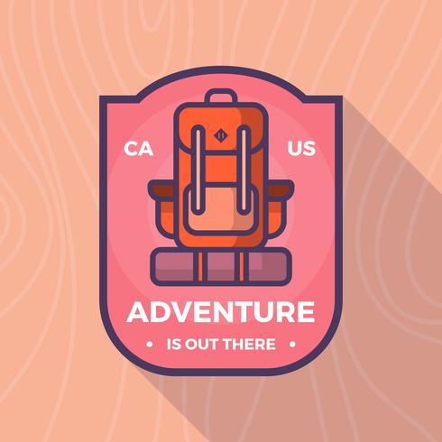 Flat Backpack Carrier Adventure Badge Vector Logo Template