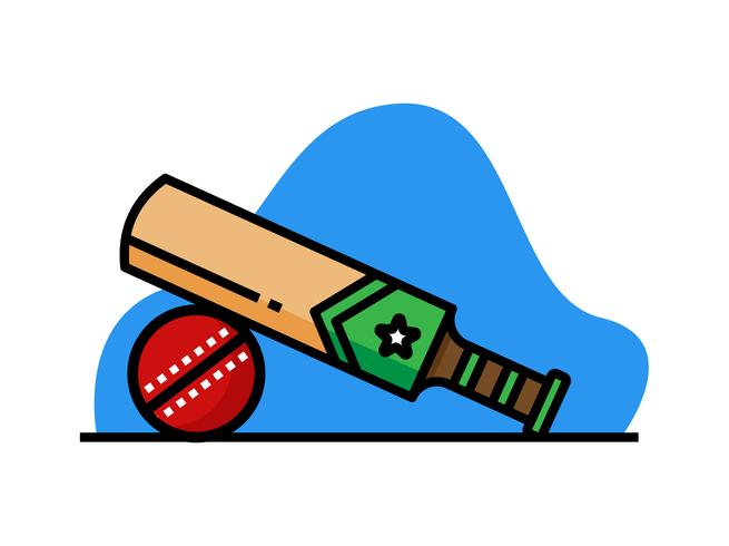 Cricket bat and ball vector