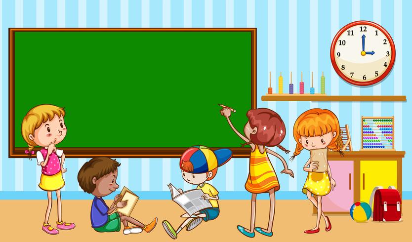 Children learning in the classroom vector
