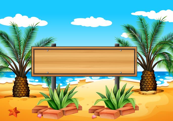 An empty signboard at the beach vector