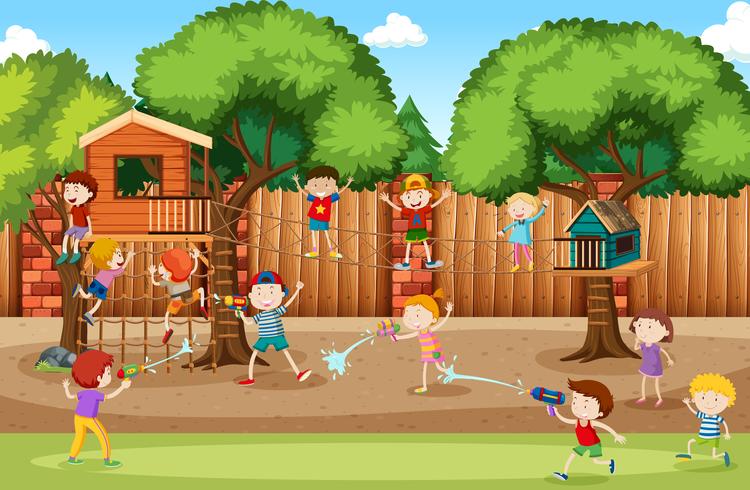 Children at the playground vector