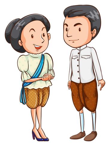 A couple with their costumes vector