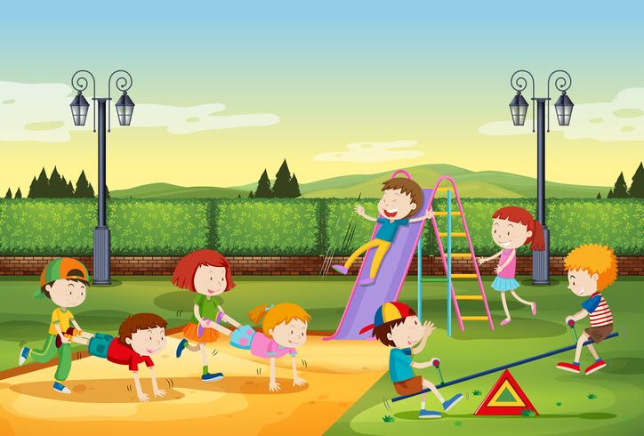 Children playing in the park vector