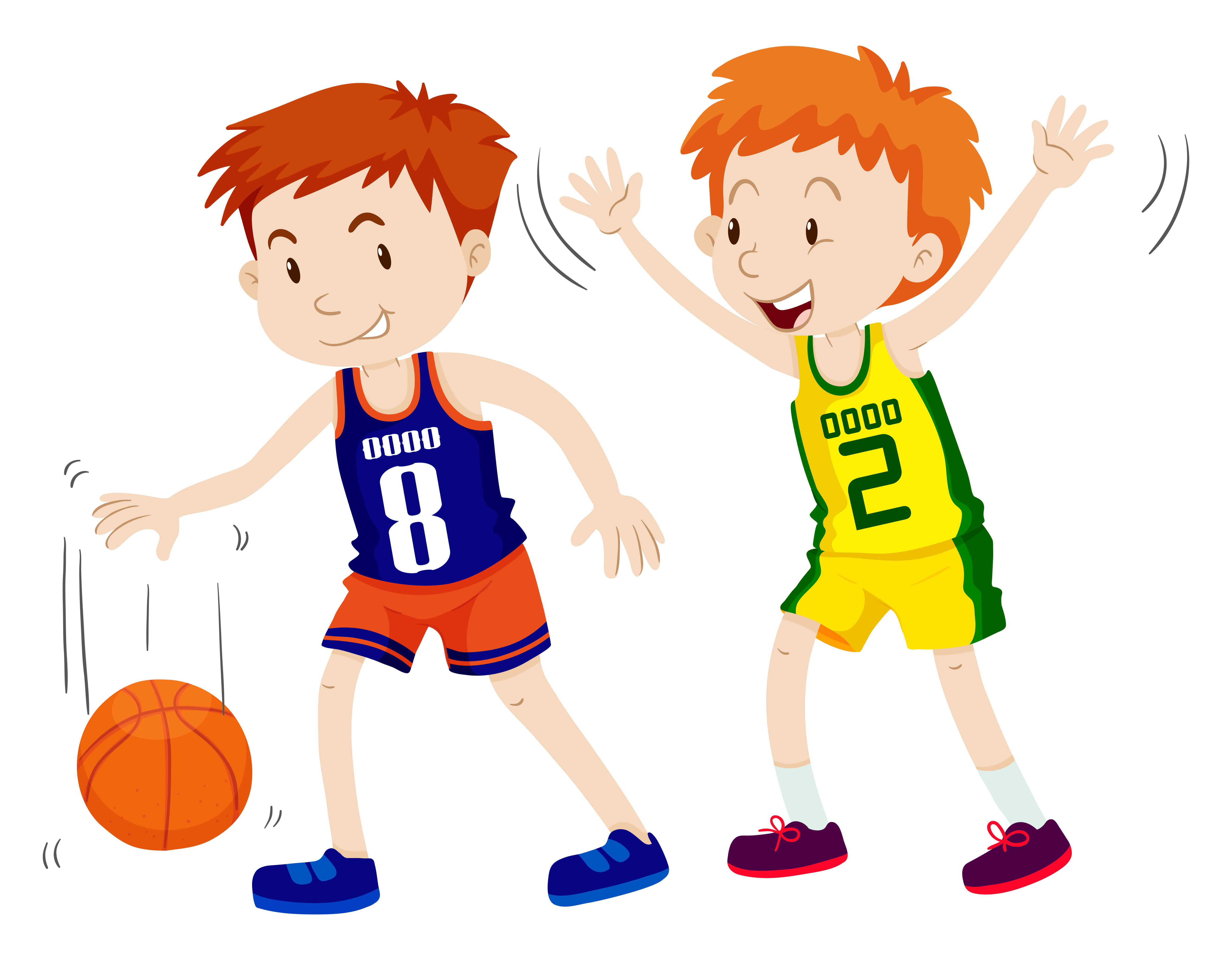 Download Two boys playing basketball 365396 Vector Art at Vecteezy