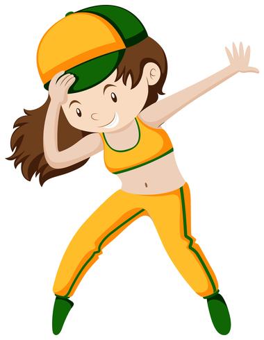 Niña feliz haciendo breakdance vector