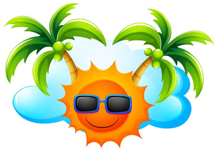 A sunny weather with coconut trees vector