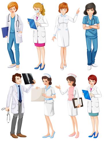 Medicos y enfermeras vector