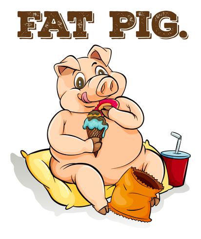 Fat pig eating ice cream vector