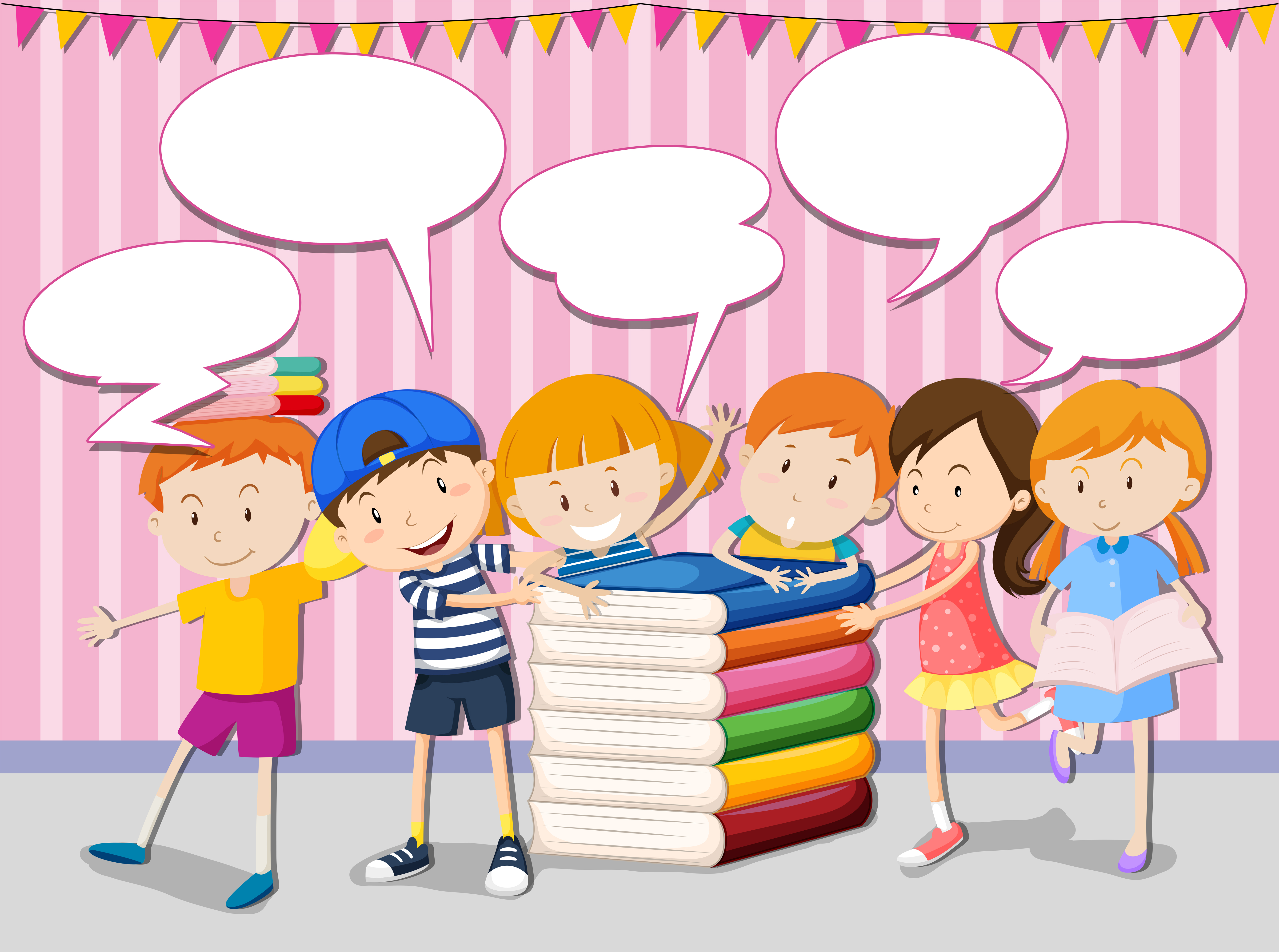 Children with books and speech bubbles - Download Free 