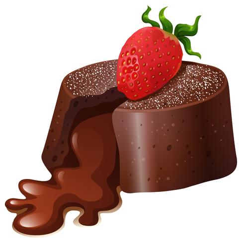 Lavacake de chocolate con fresa fresca. vector