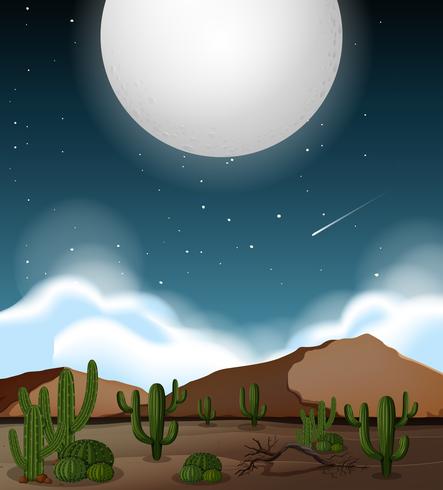 Luna llena sobre escena del desierto vector