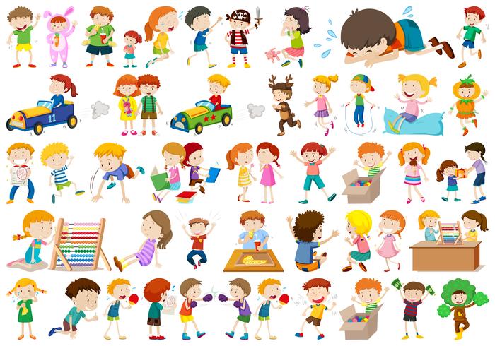 Large set of kids  vector