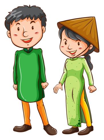 Two Asian people vector