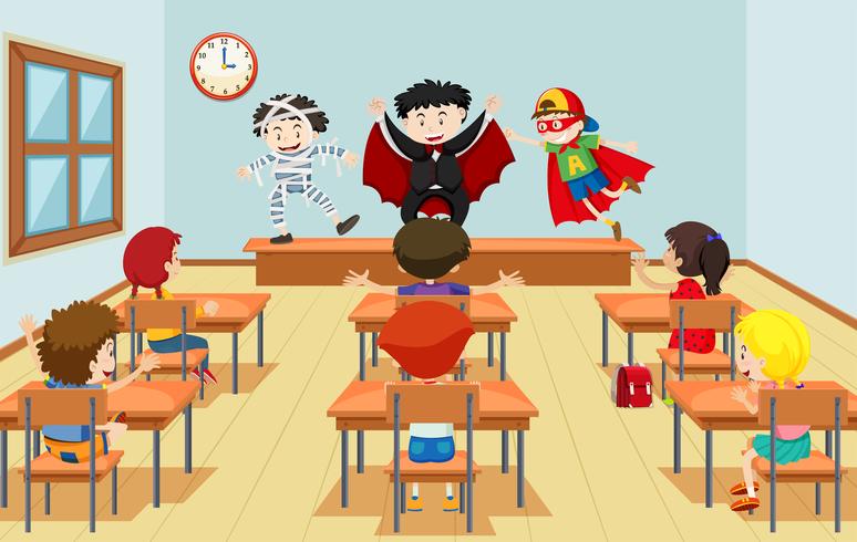 Niños en clase de drama vector