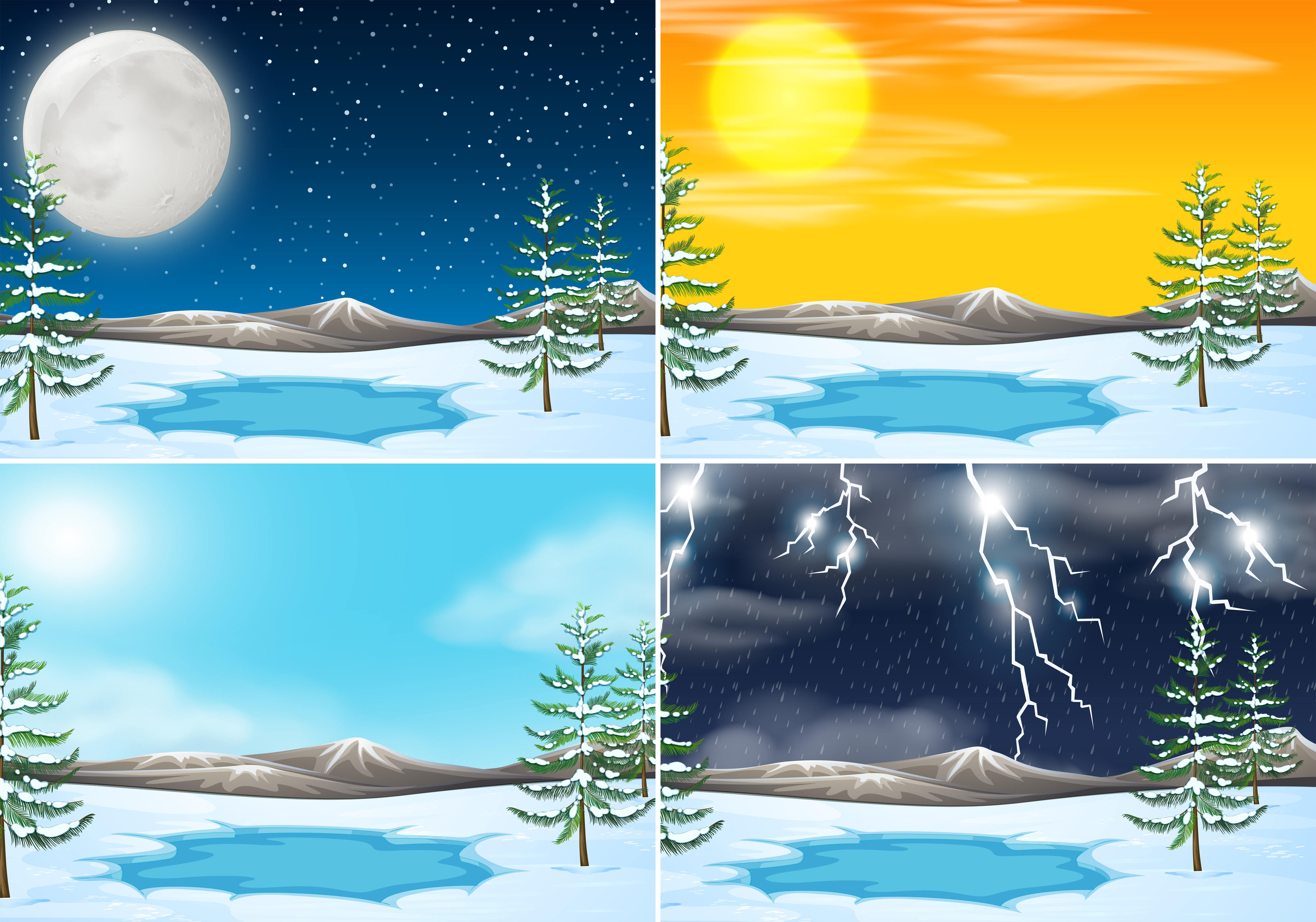 Download Set of winter outdoor scene - Download Free Vectors, Clipart Graphics & Vector Art