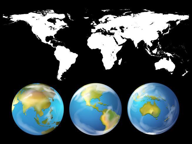 Tema de geografía con atlas mundial. vector