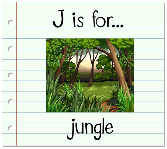 Flashcard letter J is for jungle vector