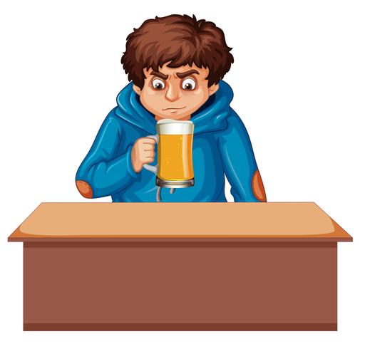 A teenager boy drinking beer vector