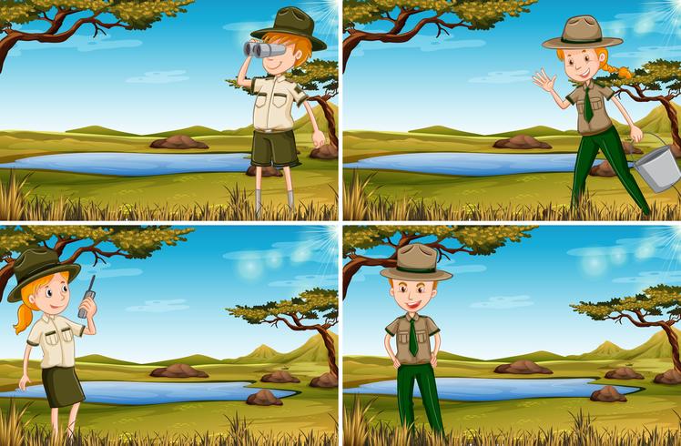 Set of park rangers vector