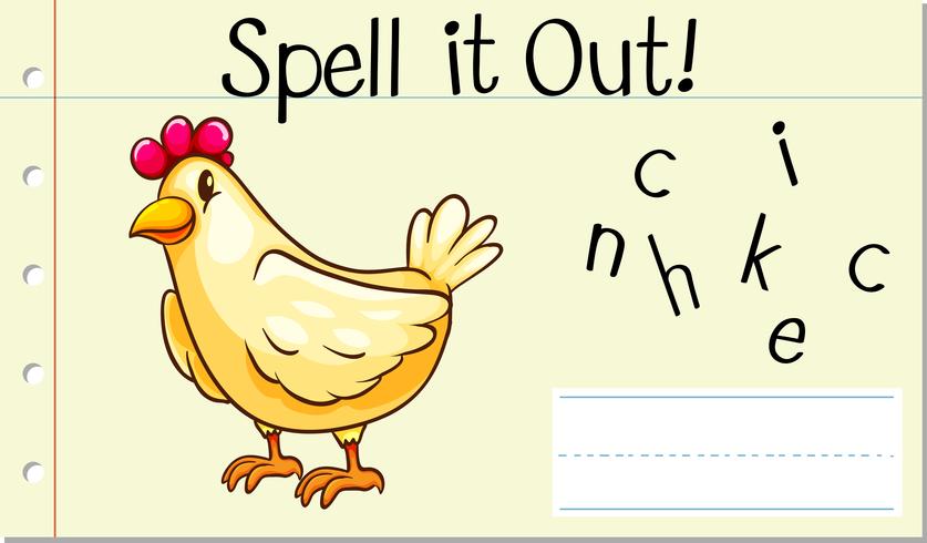 Spell English word chicken vector