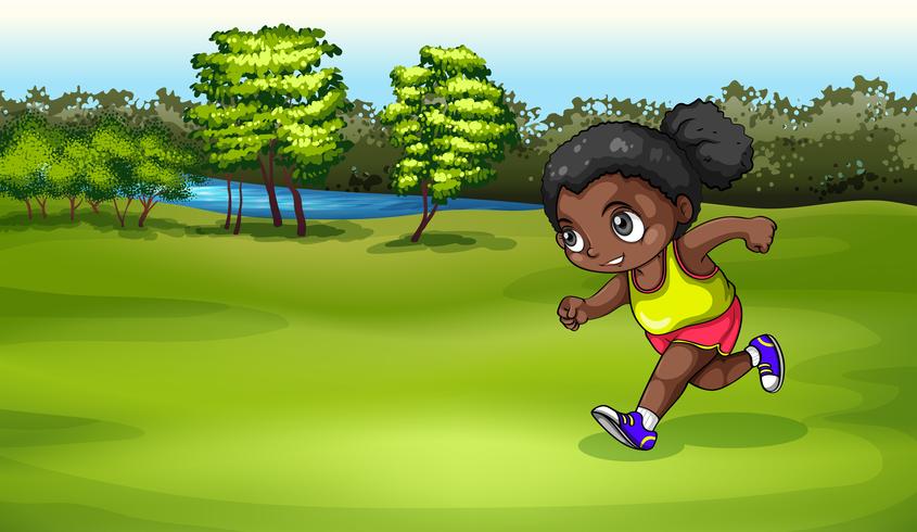 A Black girl jogging vector