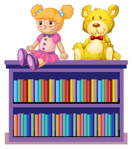 A bookshelf on white background vector