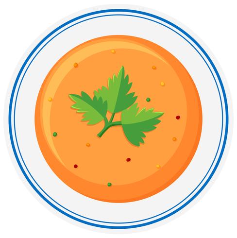 Hot soup in bowl vector