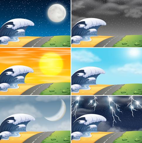 Set of coast scene vector