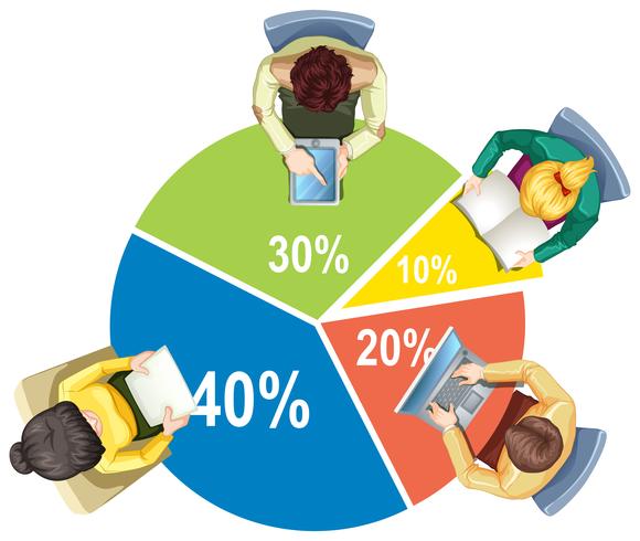 Infographic with piechart and business people vector