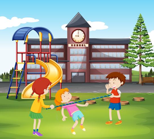 Children playing with bar in the playground vector