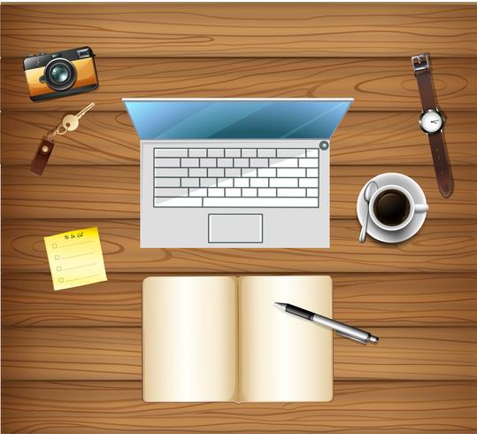 Top view of workspace table vector