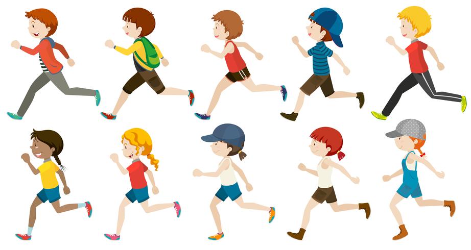 Boys and girls running vector